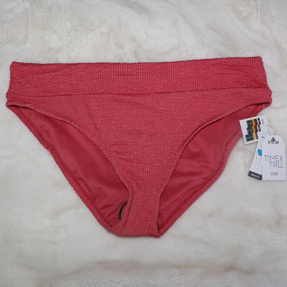 Time and Tru Crinkle Mid Rise Bikini Bottom